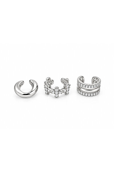 stravis Steel Triple Crystal Ear Cuff Set