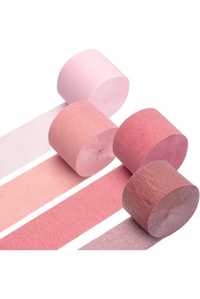 GENERAL Crepe Paper Streamers, Pack of Metallic Rose Gold, Pink, Dusty Pink P...
