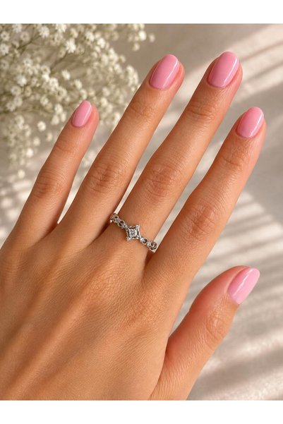 nunu takı Stone Chain Pattern Silver Ring