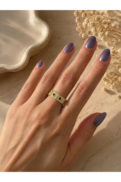nunu takı Carved Stone Gold Ring