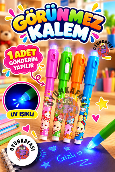 OYUNKAFASI 1 Adet UV Işıklı Gizli Mesaj Oyuncağı – Görünmez Yazı Kalemli Eğle...
