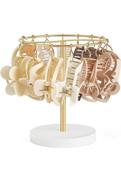 Arabest Metal Claw Clip Organizer Stand,Gold Hair Accessory Display Holder fo...