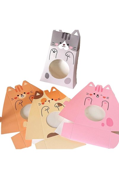 Arabest Cat Themed Mini Kraft Paper Gift Boxes,4 Pcs,Small Party Favor Boxes ...