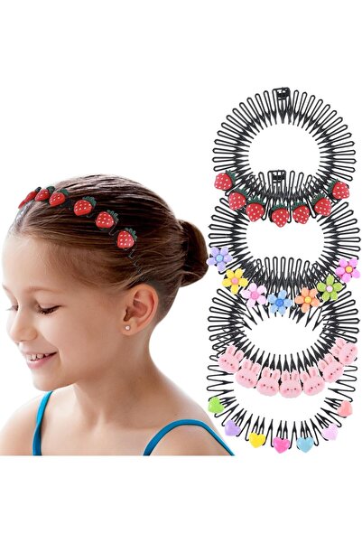 Arabest Stretch Hair Comb Set,4 Pieces Cartoon Flower and Animal Headbands wi...