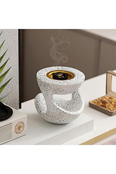 GENERAL Handcrafted Resin Bakhoor Burner,مبخرة,White