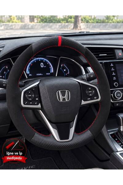 HasAkman Honda Civic FC5 Dikme Direksiyon Kılıfı Alcantara Süet Mat Karbon Kı...