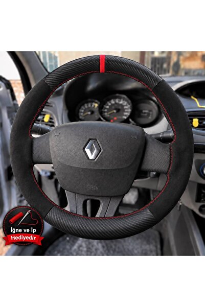 HasAkman Renault Fluence Dikme Direksiyon Kılıfı Alcantara Süet Mat Karbon Kı...