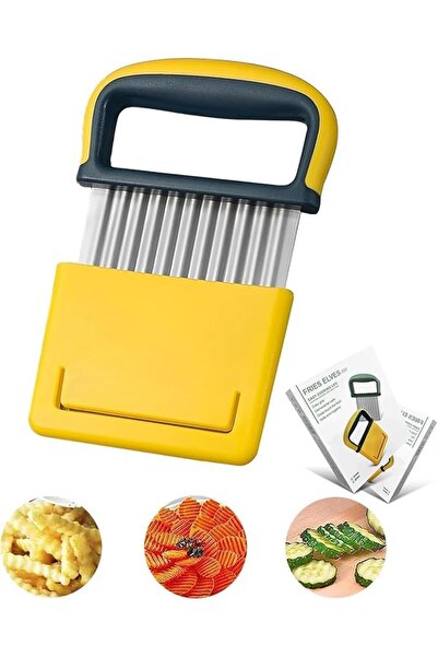 Arabest Yellow Stainless Steel Wavy Crinkle Cutter,Vegetable and Potato Slice...