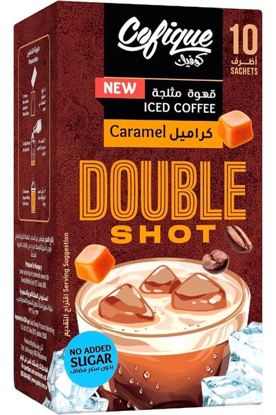 Cofique قهوة مثلجة بنكهة الكراميل المزدوجة، 10 أكياس قهوة، 10 × 6.5 جرام لكل ...