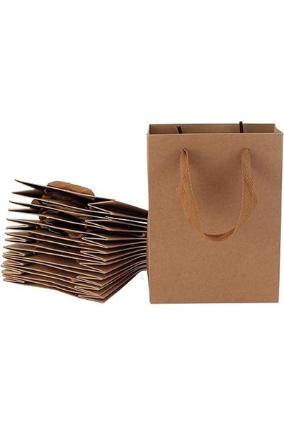 Arabest 20-Pack Small Kraft Paper Gift Bags with Ribbon Handles,16x12.5x5.7cm...