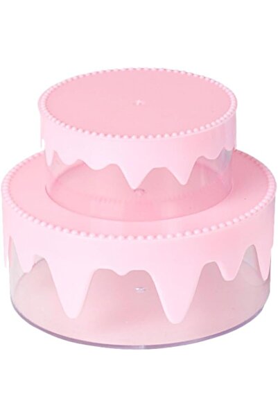 Arabest Pink Cake Shaped Two-Tier Storage Box,Plastic Desktop Organizer for H...
