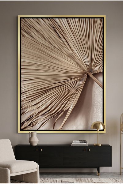 Jasmine Art Champagne Tropical Leaf Nature Wall Art | Portrait Framed Canvas ...