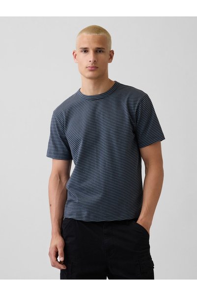 GAP Erkek Mavi Heavyweight Relaxed T-Shirt