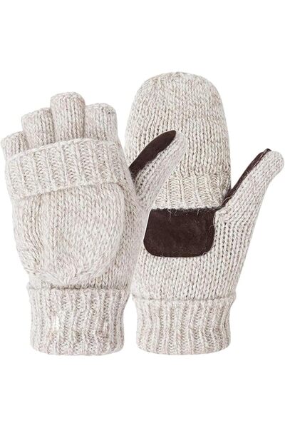 Arabest Unisex Outdoor Wool Blend Knitted Gloves,Warm Insulated Convertible F...