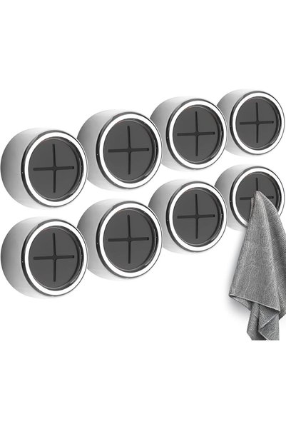 Arabest Self Adhesive Wall Mount Towel Holder,8 Pack Round Dish Towel Hooks f...