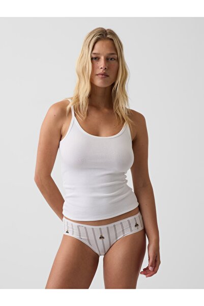 GAP Kadın Kırık Beyaz SoftMade Organik Stretch Pamuk Hipster Külot