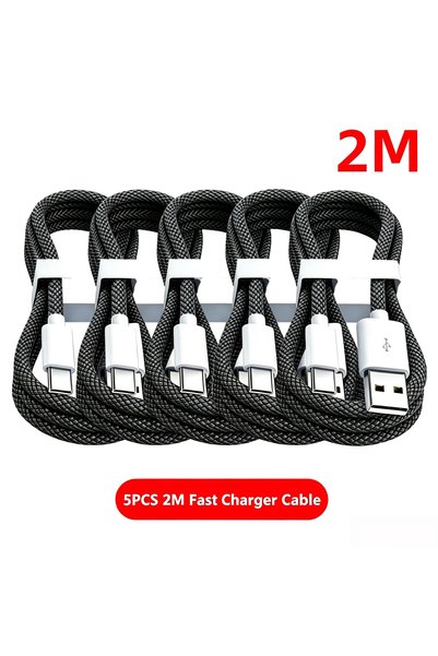 Choice Black 5PCS-2M 5PCS USB A Cable to USB C 240W Fast Charging Charger Cab...