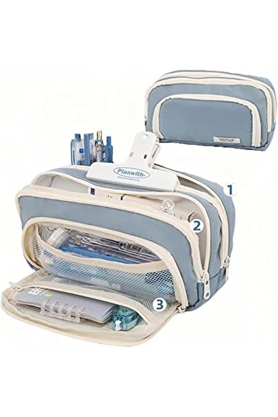 Arabest Large Capacity Pencil Case with 3 Compartments,Canvas School Pouch fo...