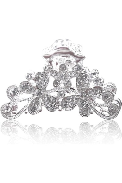 Arabest Rhinestone Sparkling Hair Clips,Vintage Alloy Silver Claw Clips,Elega...