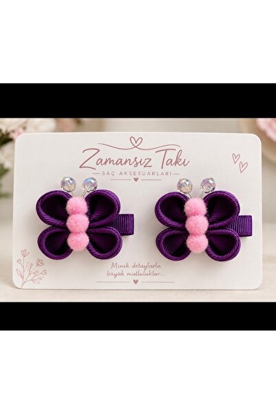 zamansız takı Purple Butterfly Figured Children's Hair Clips – Set of 2 🦋 💜