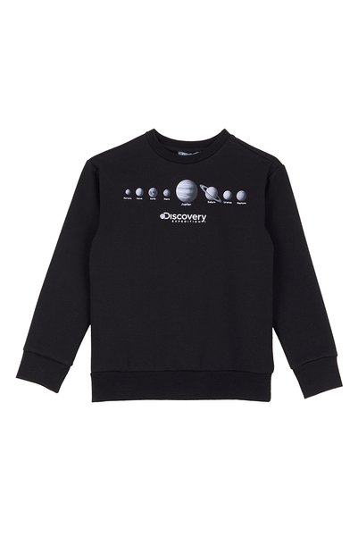 Discovery Expedition Siyah Erkek Çocuk Baskılı Sweatshirt D6WB-SWT3053