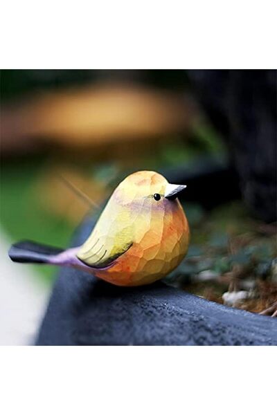 Arabest Handmade Wooden Carved Bird Decor,Hand-Painted Bird Figurine with Sma...