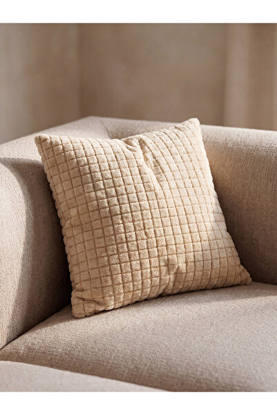 LC Waikiki Nevavm Farkıyla Lcw Home Beige Plaid 45X45 cm Throw Pillow