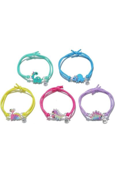 Arabest 5 Pcs Cute Dinosaur Beaded Strand Bracelet Set,Adjustable Enamel Char...