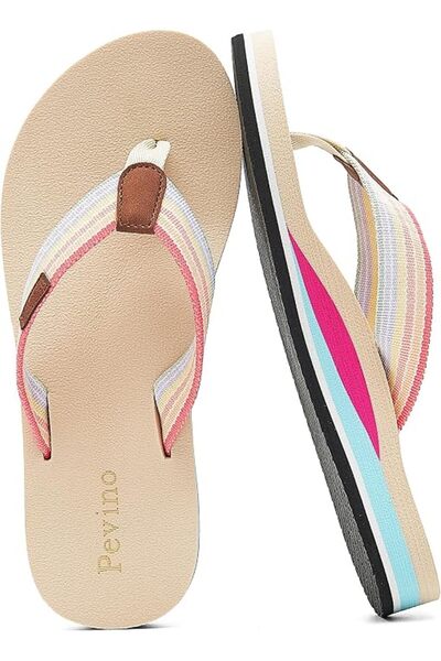 GENERAL Pevino Women's Orthotic Flip Flops,Casual Comfortable Thong Sandal wi...