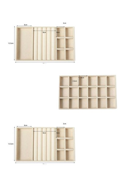 LONDON Birds Store Takı kutusu Şık 3 lü çekmece içi düzenleyici set ( bej renk )