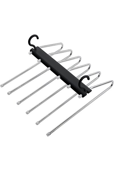 Arabest 6-Tier Folding Pants Hangers,Space Saving Stainless Steel Non-Slip Mu...