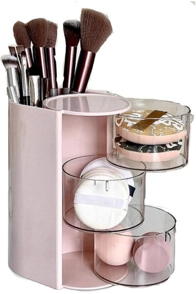 Arabest Rotatable Makeup Brush and Hair Accessory Organizer,3-Layer 360 Degre...