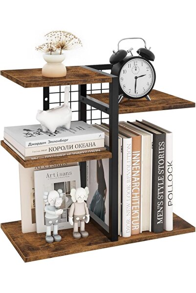 Generic Desktop Shelf Organizer, 4-Tier Wooden Desk Bookshelf, Small Tabletop...