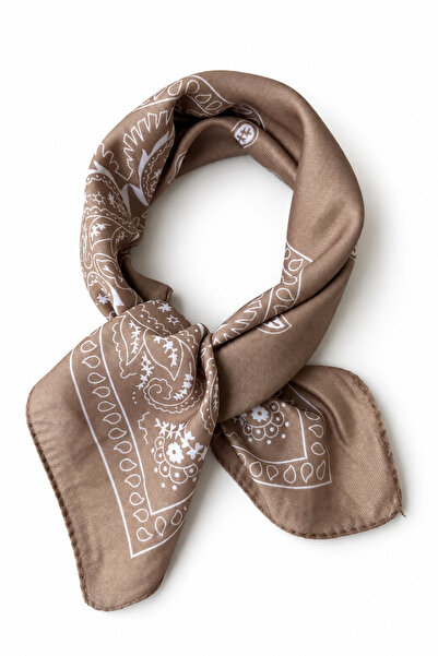 who knows ¿ Cotton dark cream patterned women's scarf bandana 50x50 cm standa...
