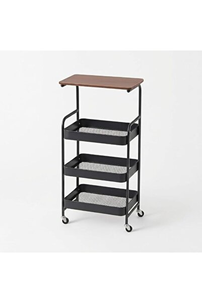 GENERAL Rotating Tool Cart with Wooden Top by Maria Homes, 4-Tier Storage Car...