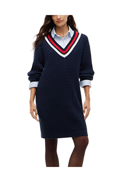 Tommy Hilfiger Γυναικείο Πλεκτό Φόρεμα Navy Μπλε Tommy Jeans DW0DW23540-C1G