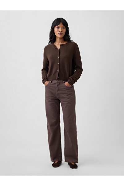 GAP Kadın Kahverengi Low Slung Relaxed Straight Jean Pantolon