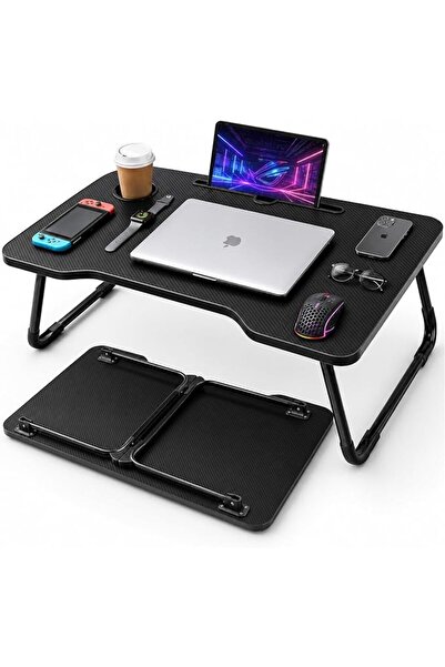 ANGJU Laptop Bed Desk, Foldable Lap Desk, Carbon Fiber Style Portable Lap Tab...
