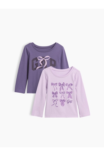 GAP Kız Bebek Lila Grafik Baskılı T-Shirt (2’li)