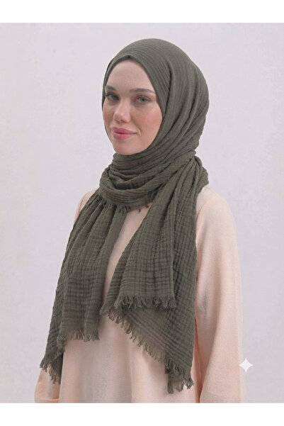 Nazellaa Poloist Wrinkled Shawl Olive Green