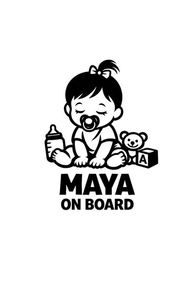 OEM Autocolant auto  "Maya la bord ", 10cm, Negru