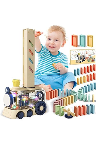 KASTWAVE Automatic Domino Train Toy Set - 80Pcs STEM Building Blocks with Sta...