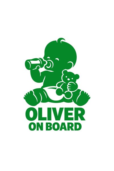 OEM Autocolant auto  "Oliver la bord ", 10cm, Verde