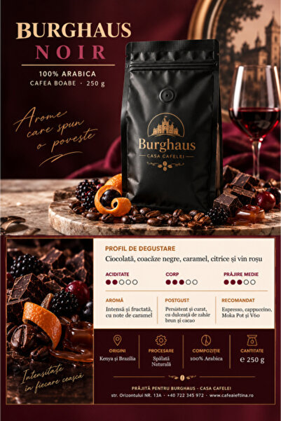 BURGHAUS Noir 250 g Boabe de cafea de specialitate