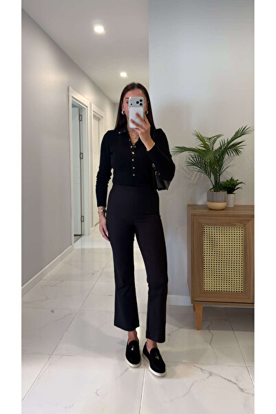 BİRCANÇİL Panes Black Semi-Spanish Trousers