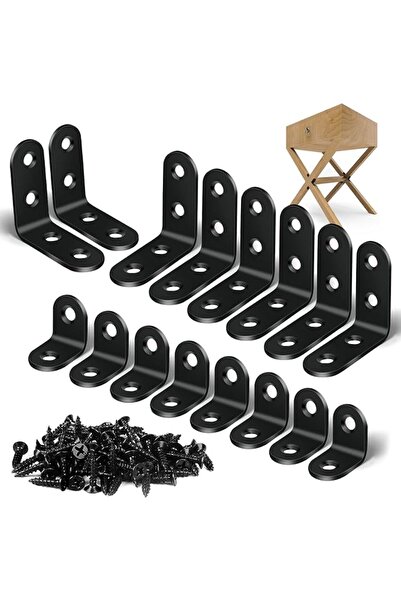 ALMEKAQUZ Right Angle Bracket, 16 Pcs L Bracket with Screws, Corner Brace L S...