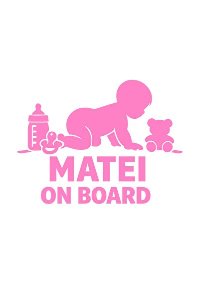OEM Autocolant auto  "Matei la bord ", M1, 10cm, Roz