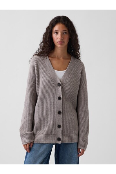 GAP Kadın Açık Gri CashSoft Oversized Triko Hırka