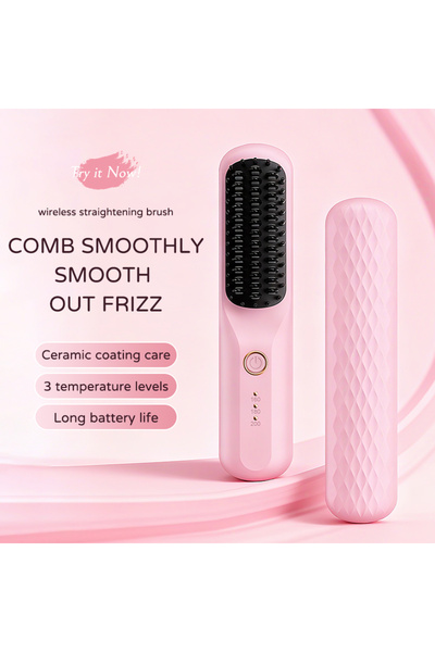 JOYUNIQ Wireless Hair Straightener Brush, Cordless Portable Heating Straighte...