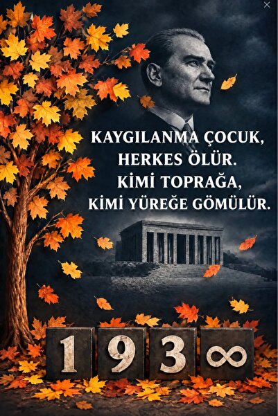 10 KASIM ATATÜRKÜ ANMA OKUL PANOSU / KUMAŞA BASKı PANOSU /150 x200 CM